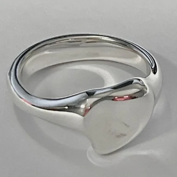 Tiffany & Co Elsa Peretti Full Heart Ring - Silver - sz 7.5 - Picture 3 of 8